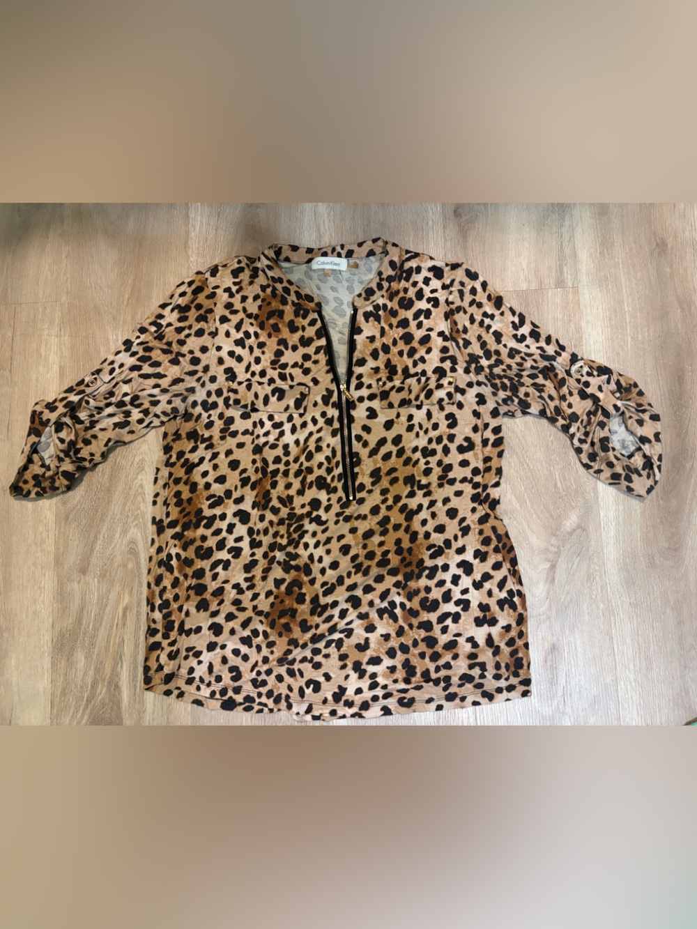Calvin Klein Women's Leopard Print Zip-Front Jacket - Brown & Black